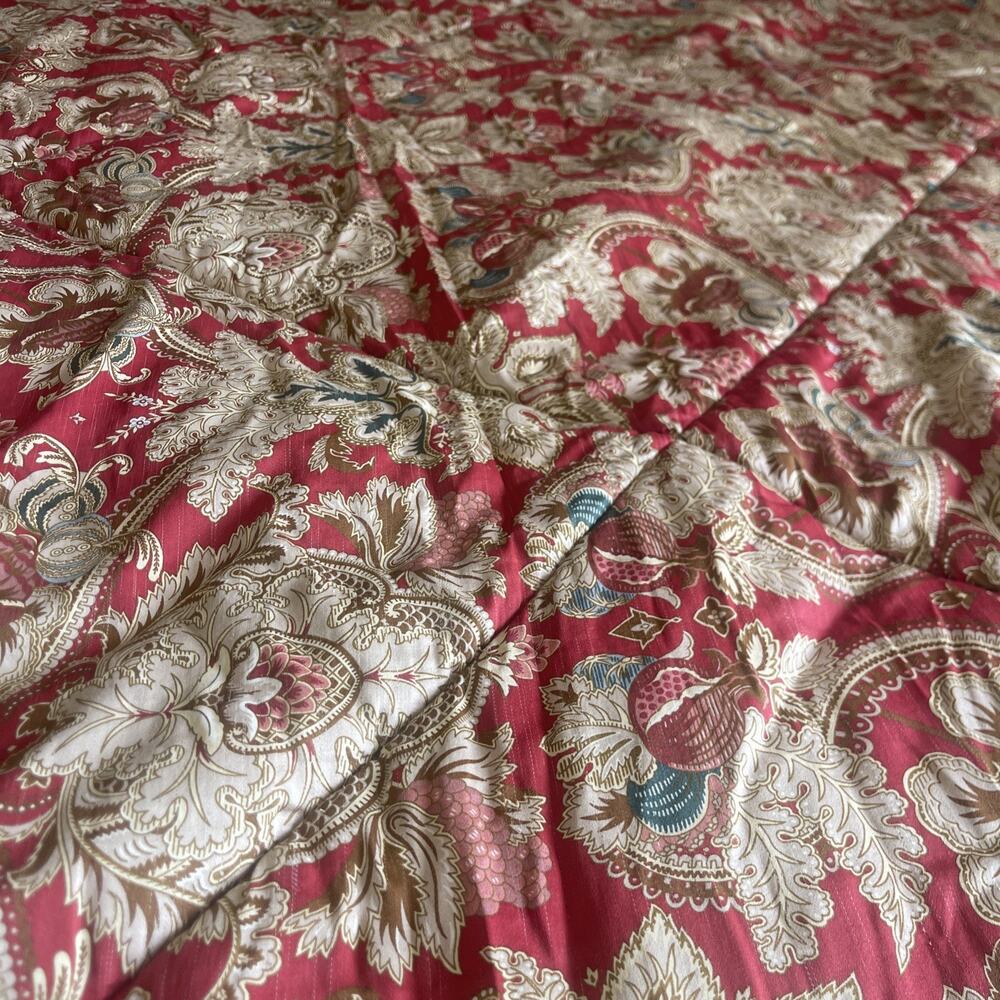 Vtg Ralph Lauren La Jardiniere Full/Queen Sateen Cotton Comforter Red Gold